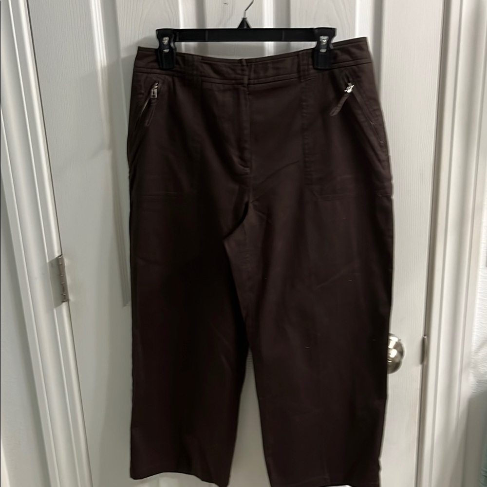 Jones New York Brown Capri Pants with Textured Fabric